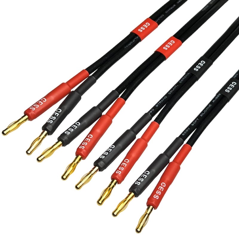 CNCESS CESS-037-2f Banana Plug Male to Male Speaker Cable 12 Gauge 680 Strand Count Silicone Soft Wire, 2 Cables (2 FEET) - Image 2